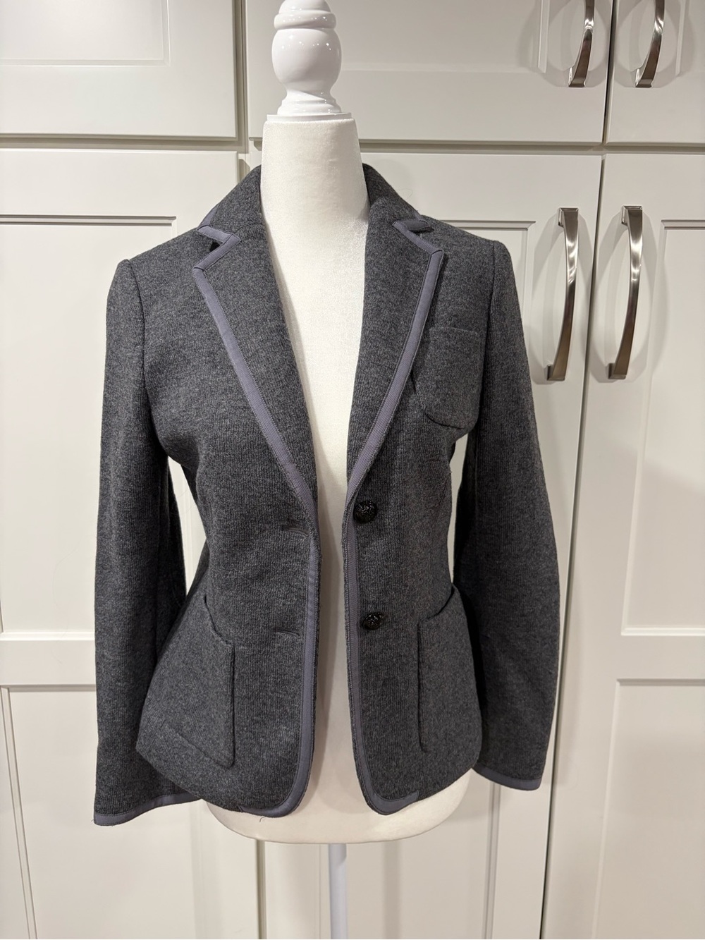 Banana Republic Charcoal Gray Trimmed Tailored Blazer